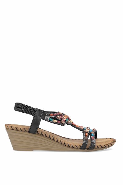 Guja 25Y151-6 صندل نسائي بكعب عريض حجري أسود