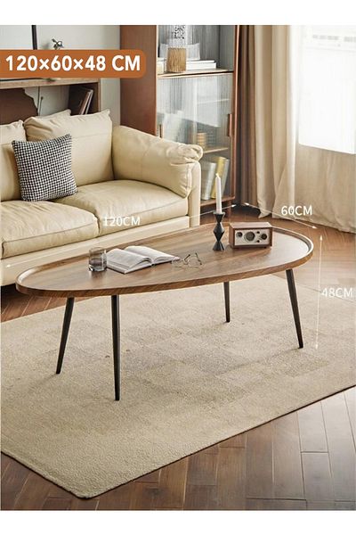 Taimi Modern Rustic Wooden Coffee Table, Center Table For Living Room, Bedroom, Office, 120x70x48 Brown