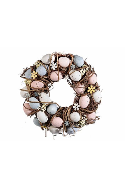 Decorer Coroană de Paște din lemn decorată cu ouă și flori Ø 31 cm