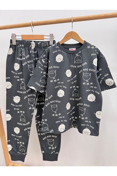 Irmak kids Boo Boo Pattern Boy's Summer Pajama Set 100% Cotton