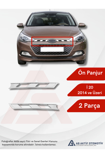 as aktif otomotiv oto krom aksesuarları Hyundai I20 Hb 5d Ön Panjur 2 Parça 2...