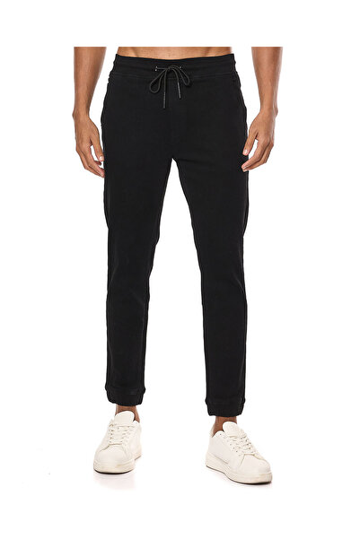 R&B Solid Jogger Jeans with Drawstring Waist