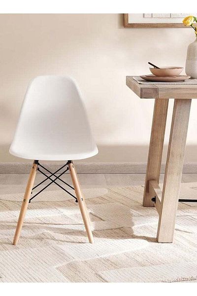 Taimi Modern Style Plastic Dining Chair Mid Century Modern DSW Chair, Shell Lounge ,White