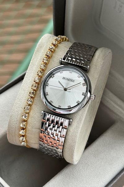 Homies Women's Wristwatch Gift Box with Bracelet Gift Waterproof Steel Cord.Hm2313232