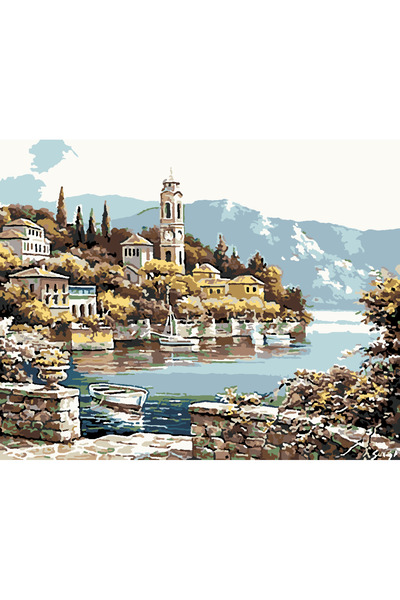 wombhobby Eşsiz Manzara Sayılarla Boyama Seti 40x50 Cm Çerçeveli (Kasnağa ) G...