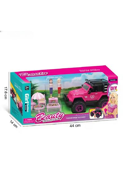 rexa Mini Plastic pink Doll Cars Beautiful Girl Fashion Camping Doll Play Set Toy