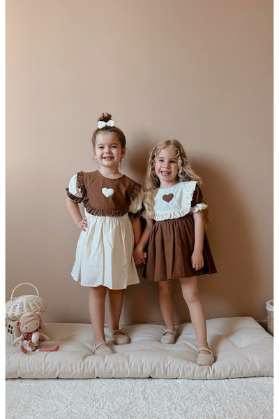 Little Pumpkin Bebe Yaka Kalp Detaylı Kız Çocuk Elbise, Bayramlık Elbise