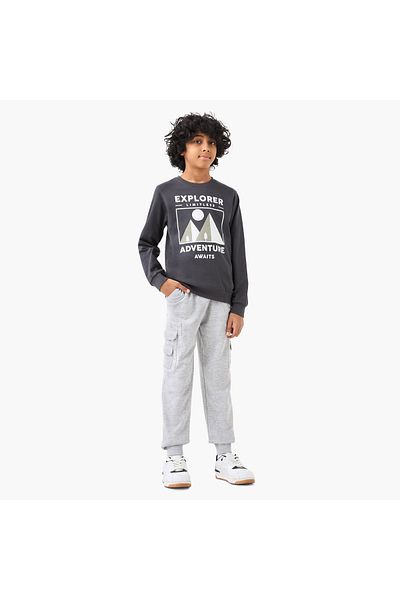 Juniors Slogan Print Sweatshirt With Long Sleeves