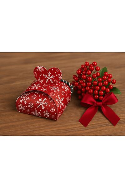 Emtory 25 Pieces Snowflake Red Model Heart Candy Box - Christmas Ornament - Gift Box - Christmas Gift