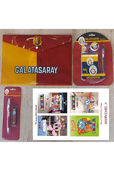 Galatasaray TMN Lisanslı Kırtasiye Seti (3 Setli) ve 4 Adet Gumball Boyalama ...