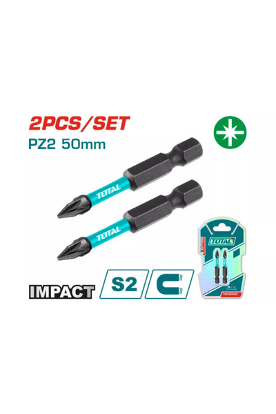 TOTAL Darbeli PZ2x50 Bits Ucu 2'li Paket Yüksek Kalite TACIM71PZ250 NMS HIRDAVAT