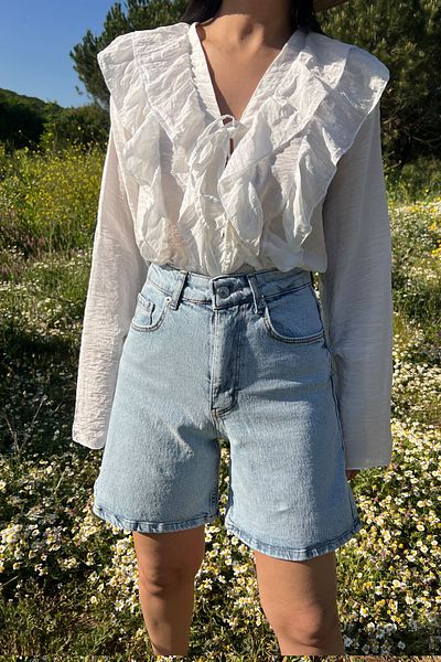 Seda Yalçın Atelier Calitate Premium City Boy A. Blue Boyfit Jean Shorts