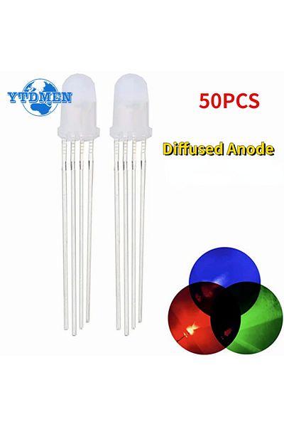 YTDMEN Diffused Anode 50pcs 5mm Full-color Led Rgb Red/green/blue Common Cathode/anode Diodes F5 Diffused /
