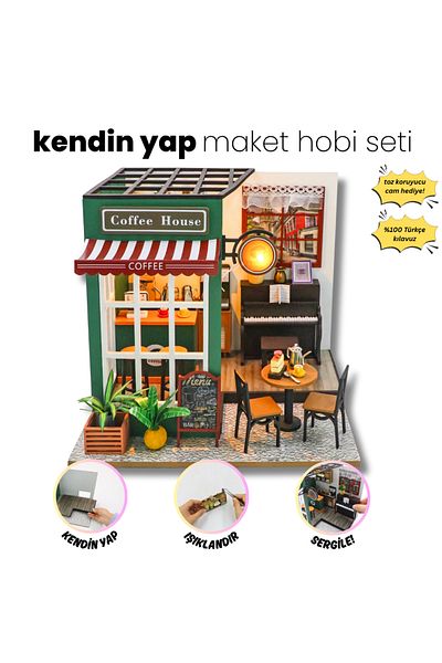 minyaturia DIY Miniature Cafe |   Miniature Model House |   DIY Hobby Set and Dust Protection Glass