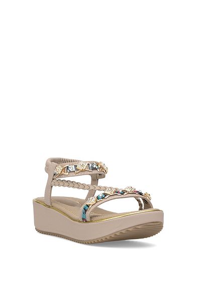 Guja 25Y121-4 Women's Stone Flat Sandals Beige