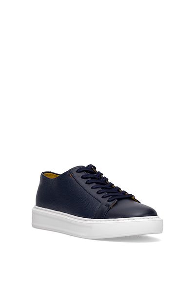 MARCOMEN 152-17494 Men's Genuine Leather Classic Sneaker Navy Blue