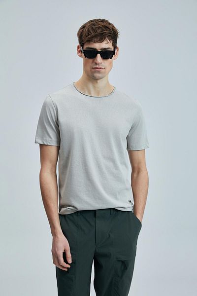 Lufian Ανδρικό μπλουζάκι Junya Slim Fit Μπεζ (111020259)