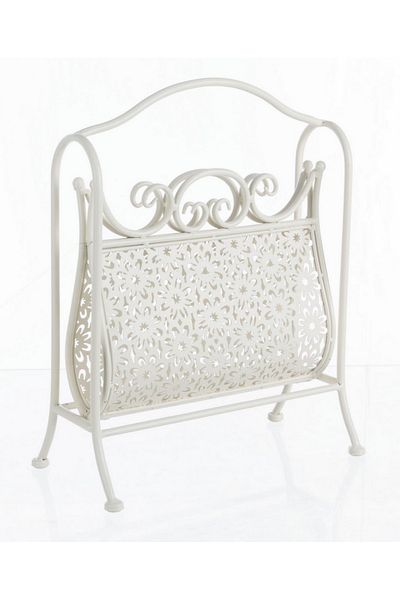 Bizzotto Suport reviste pliabil de podea, din fier crem, Giselle, 36 cm x 34 cm x 44 înălțime