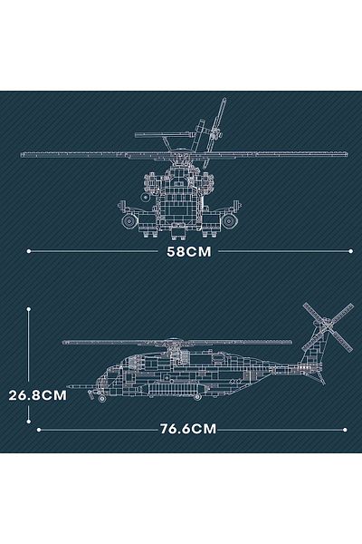 REOBRIX Ch-53E Helicopter, Technical Block Building Kit (2248 Parts)