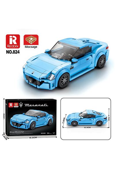 REOBRIX 1/24 Granturismo Maserati Blue,Technic Blocks Building Kit (384 Pcs)