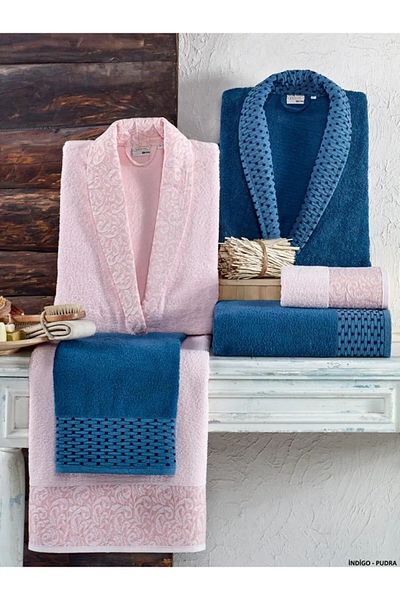 Taç Σετ μπουρνούζι Crystal Dream Jacquard 6 τεμαχίων Indigo - Πούδρα