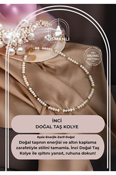OSMANLI DOĞAL TAŞ Inci Doğal Taş Altın Kaplama Kapama Kolye
