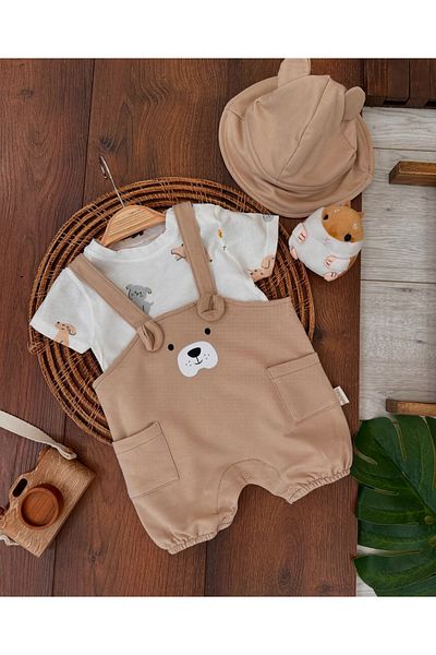 bebicix Safari Hat with Ear Detail on the Shoulder Body Badi Salopet Summer Men's Suit