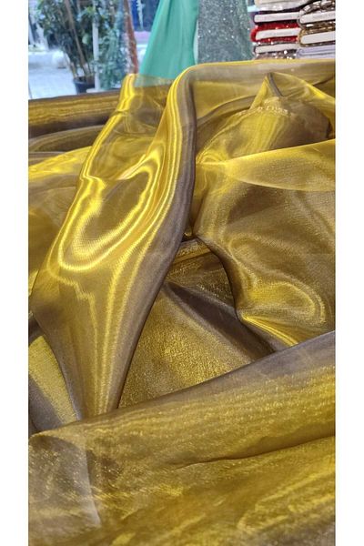 River Fabrics Janjanlı Organza Gold-Khaki