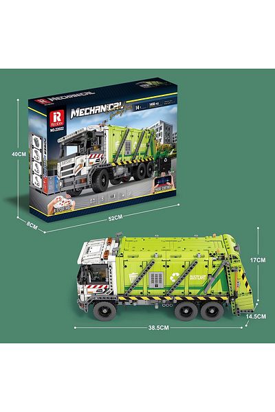 REOBRIX Garbage Truck Rc Controlled, Technical Block Building Kit (1468 Pcs)