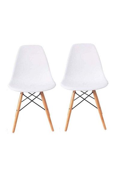 Taimi Pack of 2 Modern Style Plastic Dining Chair Mid Century Modern DSW Chair, Shell Lounge ,White