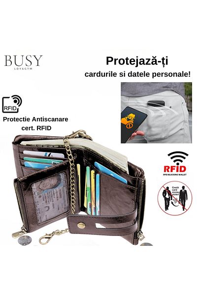 Busy Lady&Gentleman Oscar men's wallet, genuine leather, RFID blocking, multiple compartments, memory card slots