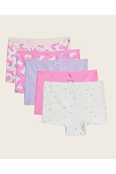 R&B Pack of 5 Unicorn Print Boyshorts