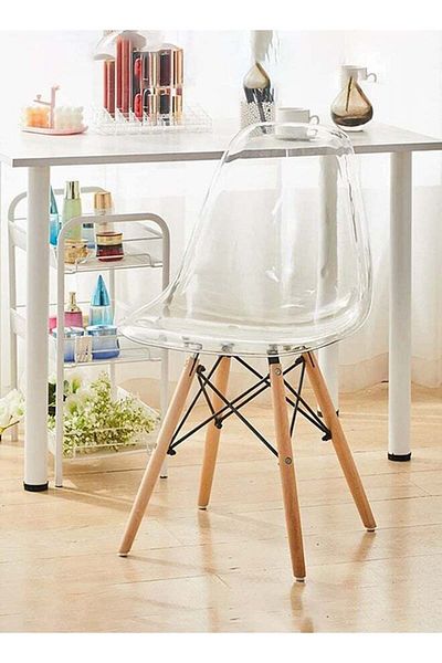 Taimi Modern Style Plastic Dining Chair Mid Century Modern DSW Chair, Shell Lounge ,Clear