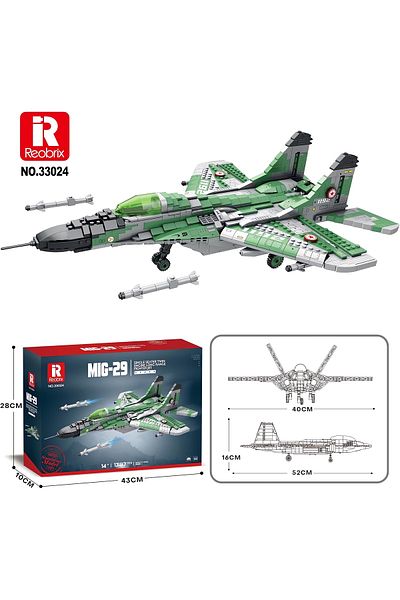 REOBRIX Mig-29 Fighter Aircraft, Technical Block Building Kit (1837 Parts)