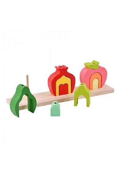 OEM Joc educativ din lemn, Fructe de sortat si stivuit, Montessori, 11 piese