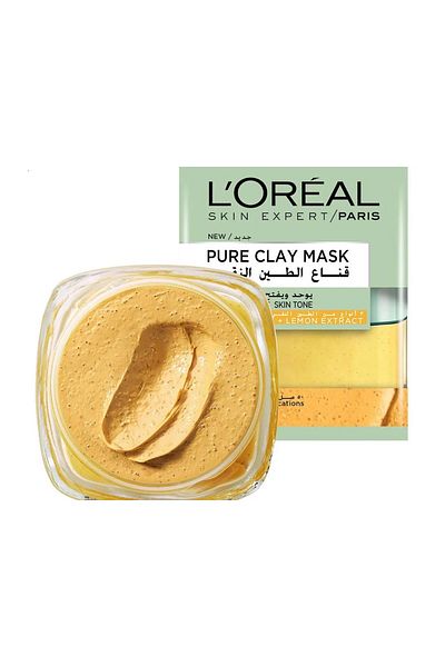L'Oreal Paris Illuminating facial mask with Natural Clay and Yuzu Lemon, L’Oreal Paris Pure Clay, 50 ml