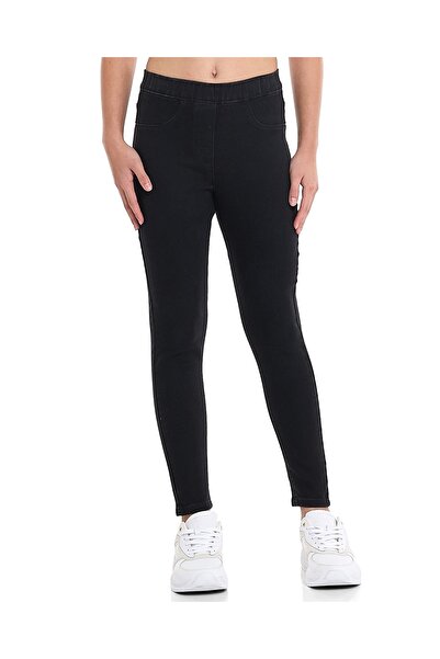 R&B Solid Jeggings with Elastic Waist