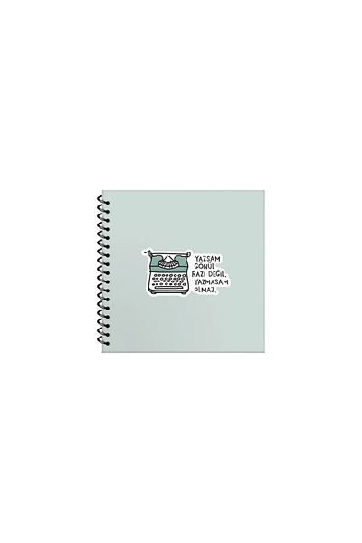 KESKİN COLOR Caiet de note 16x15 cu copertă rigidă cu autocolant Sprial cu dungi - Lucruri ascuțite 50yp.- You Write Your Heart Is Changing