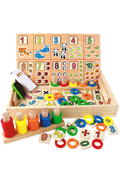 OEM Tabla educativa Montessori din lemn cu fata dubla, calculeaza, deseneaza ...