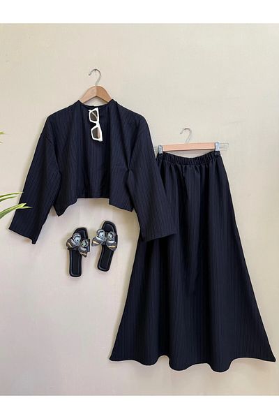 ENDAMIM Crop Skirt Suit