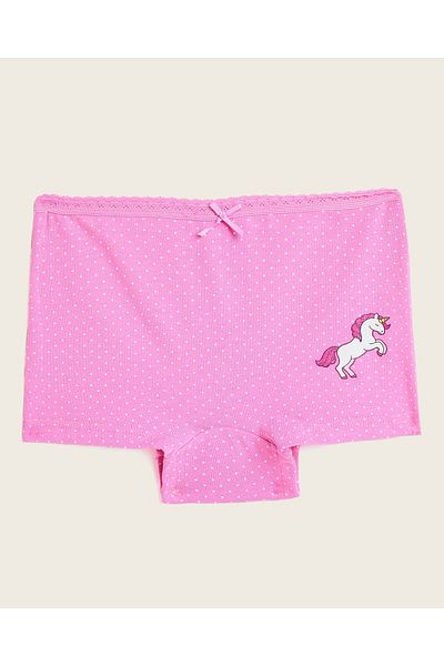 R&B Pack of 5 Unicorn Print Boyshorts