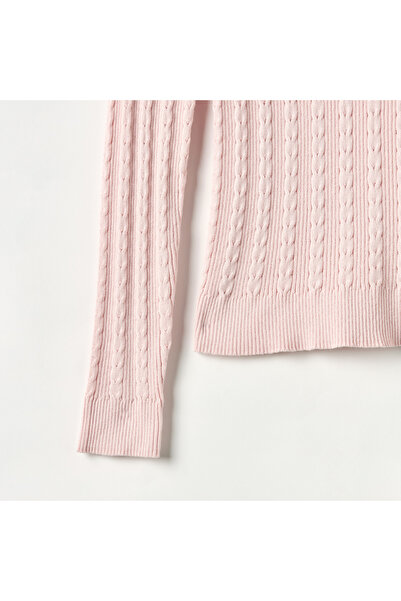 Juniors Textured Pullover With Turtleneck And Long Sleeves