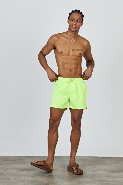 MADZEYMODA Ανδρικό σορτς μπάνιου Premium με επένδυση Neon Green Mz95093