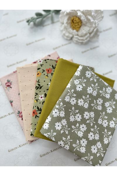 goblenkanaviçe Set of Cotton Fabrics 5 Pcs 50X100 Cm, Patterns Fabrics for Sewing