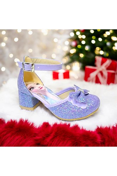 PATİK BEBE Pantofi de seară cu toc mic pătrat de culoare violet pentru fete