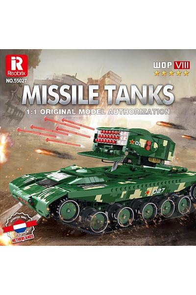 REOBRIX Canon Battle Tank Rc Controlled, Technical Block Building Kit (1488 Parts)
