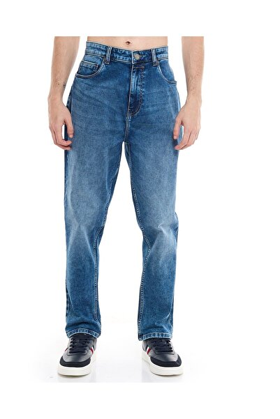 R&B Faded Tapered Fit Jeans with Button Closure