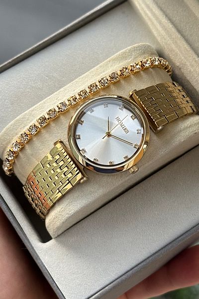 Homies Women's Wristwatch Gift Box with Bracelet Gift Waterproof Steel Cord.Hm2313232