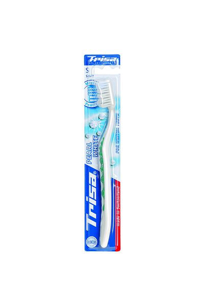 Trisa Pearl White Soft Manual Toothbrush 627194 Green