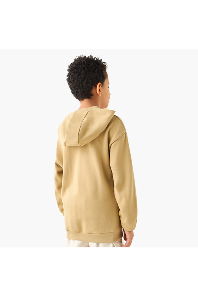 Juniors Solid Hooded Sweatshirt With Kangaroo Pocket And Long Sleeves